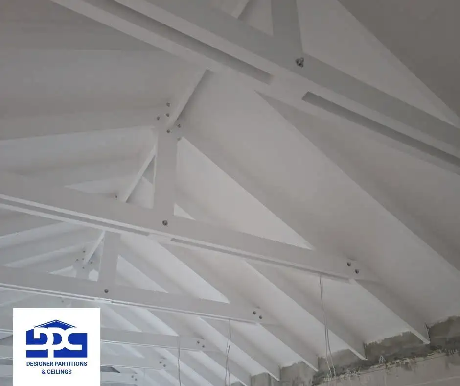 Ceiling board and framework installation before finishing