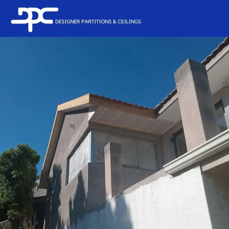 Soffit installation detail showing fitted panels