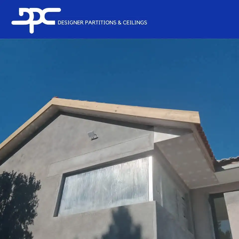 Soffit project view with completed overhead finish